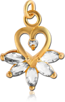 GOLD PLATED BASE METAL JEWELED HEART CHARM