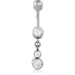TITANIUM ALLOY INTERNALLY THREADED DOUBLE JEWELED NAVEL BANANA