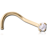 18 Karat Gold Yellow Prong Set Jeweled Curved Nose Stud