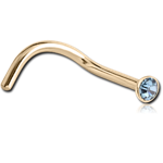 18 Karat Gold Yellow 1.5mm Bezel Set Jeweled Curved Nose Stud