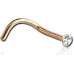 18 Karat Gold Yellow Curved Gold Nose Stud with 1.8 Mm Bezel Set Diamond