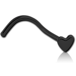 Black PVD Coated Surgical Steel Grade 316L Heart Curved Nose Stud