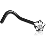 Black PVD Coated Surgical Steel Grade 316L Curved Prong Set Star Jeweled Nose Stud