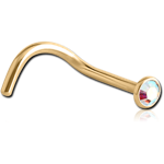Gold PVD 18K Coated Surgical Steel Grade 316L Premium Crystal Jeweled Curved Nose Stud