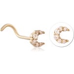Gold PVD 18K Coated Surgical Steel Grade 316L Curved Nose Stud Crescent Gem