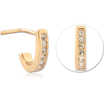 Gold PVD 18K Coated Surgical Steel Grade 316L 90 Degree Wrap Around Nose Stud Gem Row