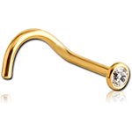 Gold PVD 18K Coated Titanium Alloy Optima Crystal Jeweled Curved Nose Stud