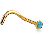 Gold PVD Coated Surgical Steel Grade 316L Precious Cobochon Curved Nose Stud