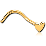 Gold PVD Coated Surgical Steel Grade 316L Heart Curved Nose Stud