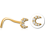 Gold PVD Coated Surgical Steel Grade 316L Curved Jeweled Nose Stud