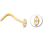 Gold PVD Coated Surgical Steel Grade 316L Curved Jeweled Nose Stud