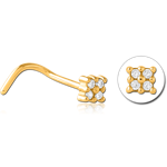 Gold PVD Coated Surgical Steel Grade 316L Jeweled Nose Studs