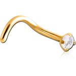 Gold PVD Coted Titanium Alloy Curved Prong Set 2.5mm Jeweled Nose Stud