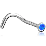 Surgical Steel Grade 316L Jeweled Curved Nose Stud with Organic Synthetic Opal