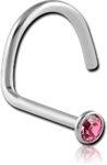 Surgical Steel Grade 316L Jeweled Large Left Curve Nose Stud