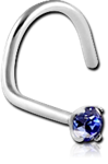 Surgical Steel Grade 316L Large Left Curved Prong Set 2.5mm Jeweled Nose Stud