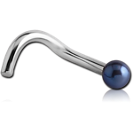 Surgical Steel Grade 316L 1.2mm Threading Curved Nose Stud with Anodised Ball