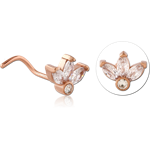 Rose Gold PVD Coated Surgical Steel Grade 316L Curved Jeweled Nose Stud