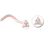Rose Gold PVD Coated Surgical Steel Grade 316L Jeweled Nose Studs