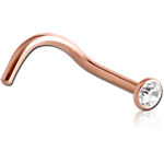 Rose Gold PVD Coated Titanium Alloy Premium Crystal Jeweled Curved Nose Stud