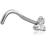 Surgical Steel Grade 316L Curved Prong Set Jeweled Trinity Nose Stud
