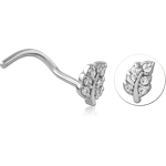 Surgical Steel Grade 316L Curved Jeweled Nose Stud - Leaf