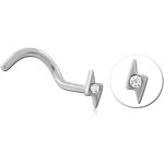 Surgical Steel Grade 316L Curved Jeweled Nose Stud - Thunder