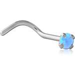 Surgical Steel Grade 316L Curved Prong Set 2mm Jeweled Nose Stud with Organic Synthetic Opal