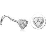 Surgical Steel Grade 316L Curved Jeweled Nose Stud - Heart