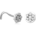 Surgical Steel Grade 316L Curved Jeweled Nose Stud - Flower