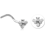 Surgical Steel Grade 316L Curved Jeweled Nose Stud - Bee
