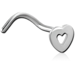 Surgical Steel Grade 316L Curved Nose Stud - Heart