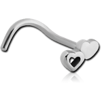 Surgical Steel Grade 316L Curved Nose Stud - Double Hearts