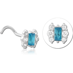 Sterling 925 Silver Jeweled Curved Nose Stud