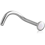 Surgical Steel Grade 316L Jeweled Curved Nose Stud with Organic Synthetic Opal