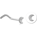 Titanium Alloy Jeweled Curved Nose Stud - Moon