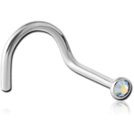 Titanium Alloy Jeweled Large Left Curve Nose Stud