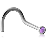 Titanium Alloy Semi Precious Cabochon Stone Large Left Curve Nose Stud