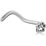 Titanium Alloy Curved Nose Stud - Bear Paw