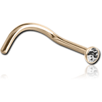 Sterile 14 Karat Gold Yellow Bezel Set Jeweled Curved Nose Stud