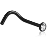Sterile Black PVD Coated Titanium Alloy Premium Crystal Jeweled Curved Nose Stud