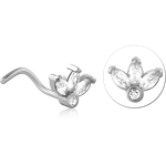 Sterile Surgical Steel Grade 316L Curved Jeweled Nose Stud