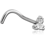 Sterile Surgical Steel Grade 316L Curved Prong Set Jeweled Trinity Nose Stud