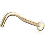 Zircon Gold PVD Coated Surgical Steel Grade 316L Optima Crystal Curved Nose Stud