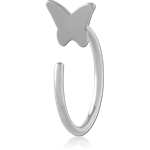 316L Surgical Steel Grade 316L Open Hoop Earring with Butterfly Top Polished Finish
