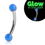 Surgical Steel Grade 316L Micro Curved Barbell with UV Glow in Dark Balls