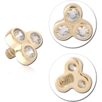 14 KARAT GOLD YELLOW JEWELED FOR 1.2MM INTERNALLY THREADED PINS