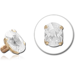 18 KARAT GOLD YELLOW INTERNALLY THREADED PRONG SET CZ OVAL ATTACHMENT