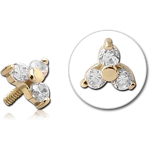 18 KARAT GOLD YELLOW JEWELED ATTACHMENT FOR 1.2MM INTERNALLY THREADED PINS