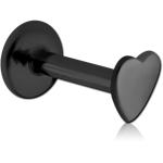 Black PVD Coated Surgical Steel Grade 316L Internally Threaded Micro Labret with Heart